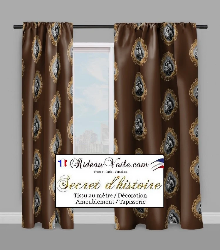 Rideau voilage Baroque liturgique motif La Vierge Marie tissu inspiration religieuse