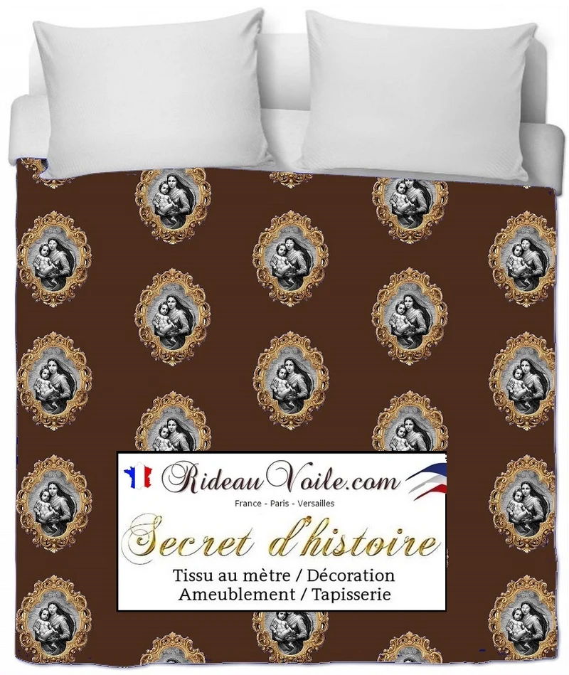 Rideau voilage Baroque liturgique motif La Vierge Marie tissu inspiration religieuse