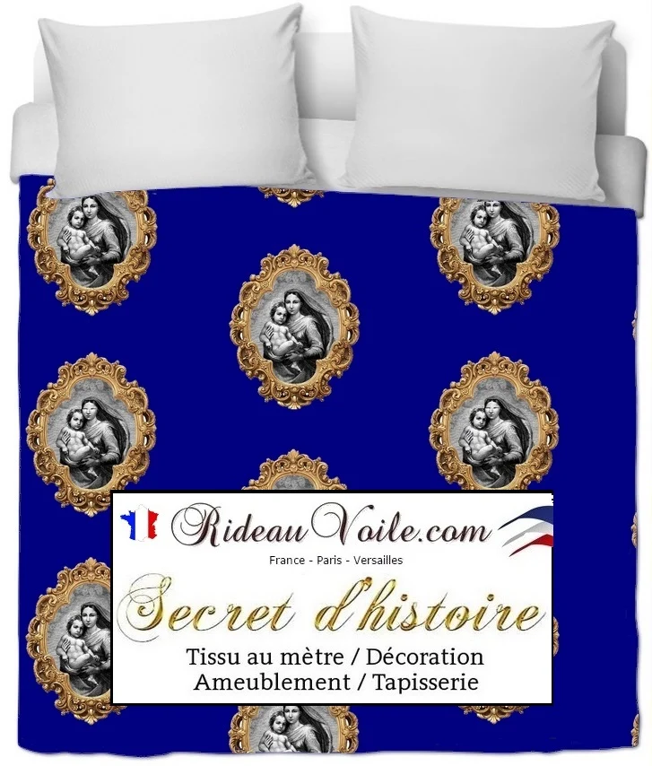 Rideau voilage Baroque liturgique motif La Vierge Marie tissu inspiration religieuse