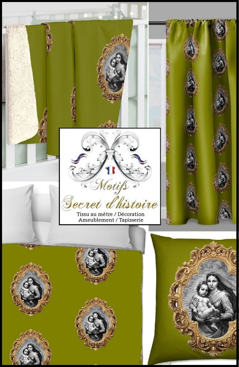 Rideau motif imprimé Baroque liturgique motif Vierge Marie tissu religieux mètre