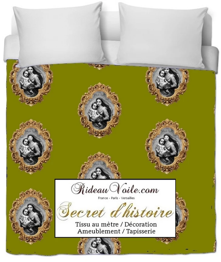 Rideau motif imprimé Baroque liturgique motif Vierge Marie tissu religieux mètre