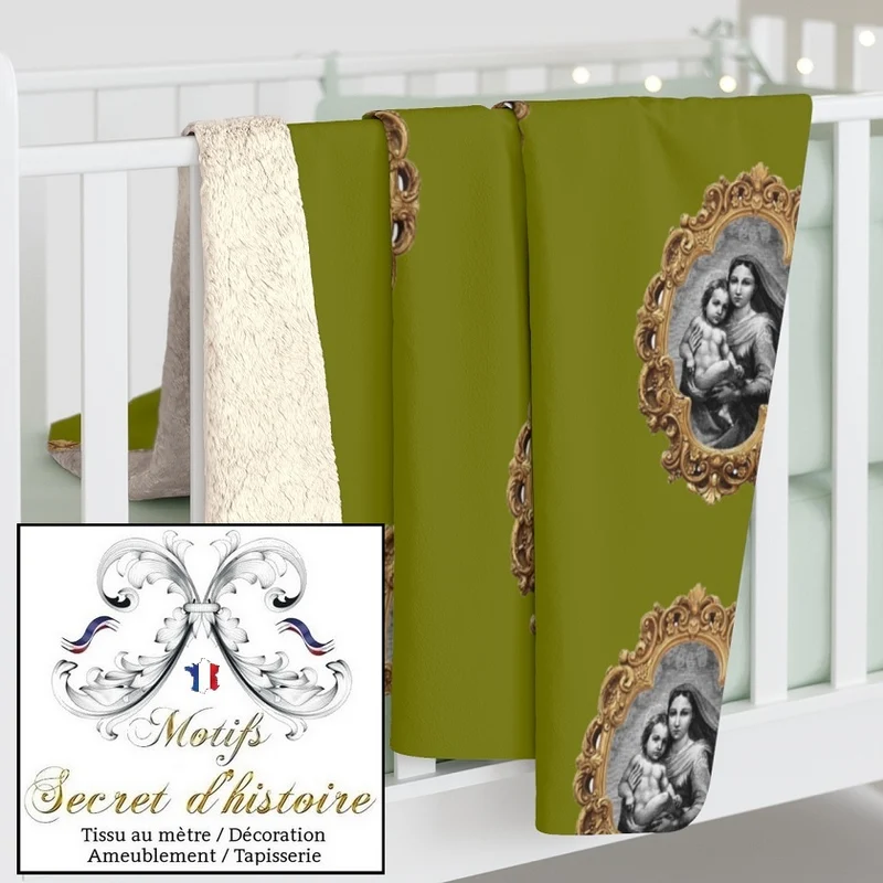 Rideau motif imprimé Baroque liturgique motif Vierge Marie tissu religieux mètre
