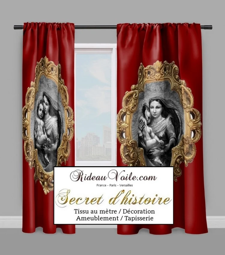 Tissu ornement liturgique motif imprimé Vierge Marie Baroque religieux au mètre