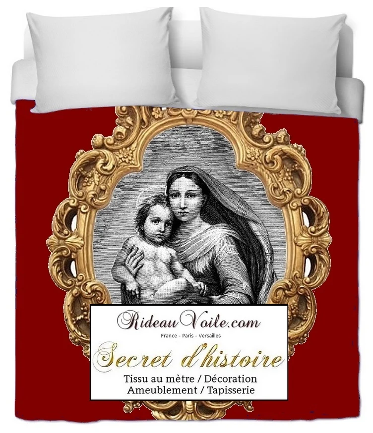 Tissu ornement liturgique motif imprimé Vierge Marie Baroque religieux au mètre