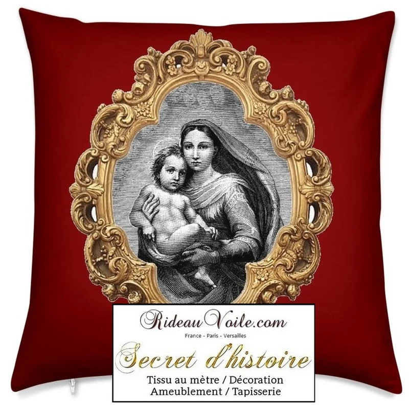 Tissu ornement liturgique motif imprimé Vierge Marie Baroque religieux au mètre