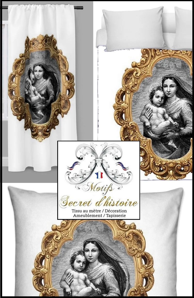 Tissu déco intérieur ameublement liturgique motif cadre Baroque religieux au mètre