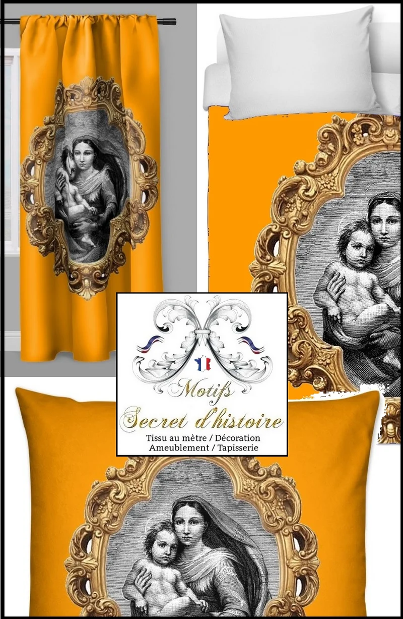 Tissu décoration ameublement liturgique motif religieux au mètre Rideau tapisserie