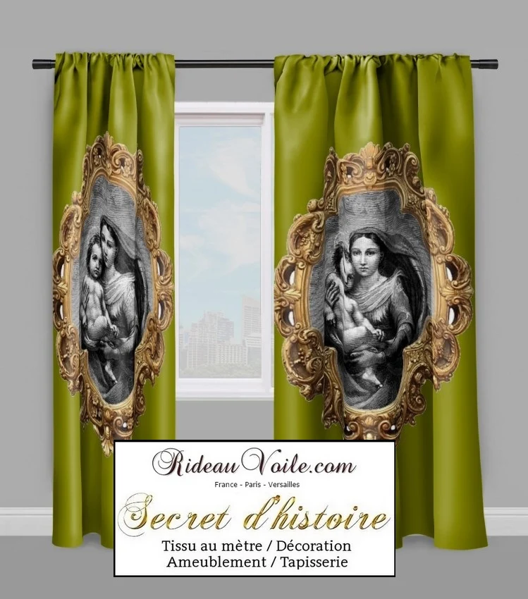 Tissu décoration ameublement liturgique religieux motif Vierge Marie Rideau voilage
