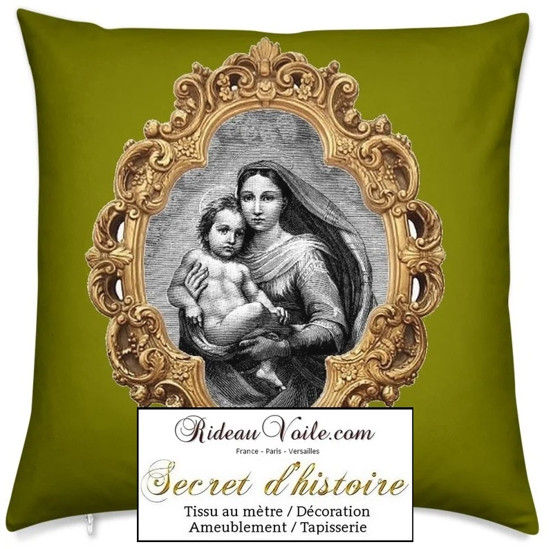 Tissu décoration ameublement liturgique religieux motif Vierge Marie Rideau voilage