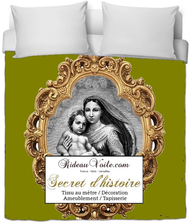 Tissu décoration ameublement liturgique religieux motif Vierge Marie Rideau voilage