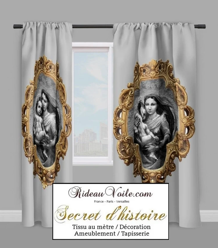 Tissu ameublement liturgique Ornement religieux motif Vierge Marie Rideau voilage