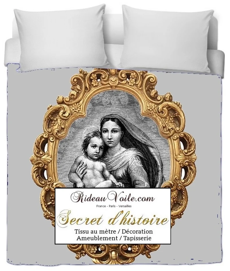 Tissu ameublement liturgique Ornement religieux motif Vierge Marie Rideau voilage