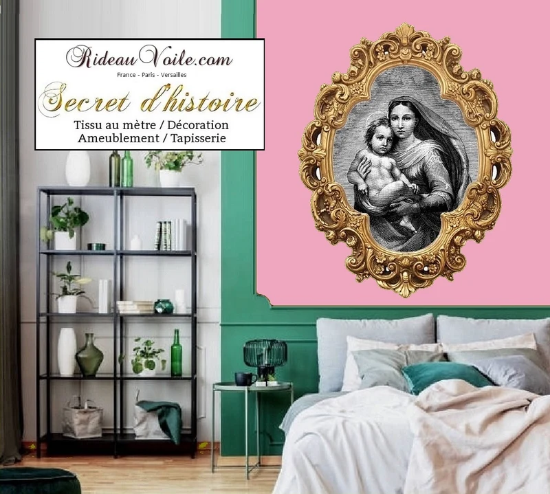Tissu ameublement tapisserie liturgique paroisse motif Vierge Marie Madone Eglise