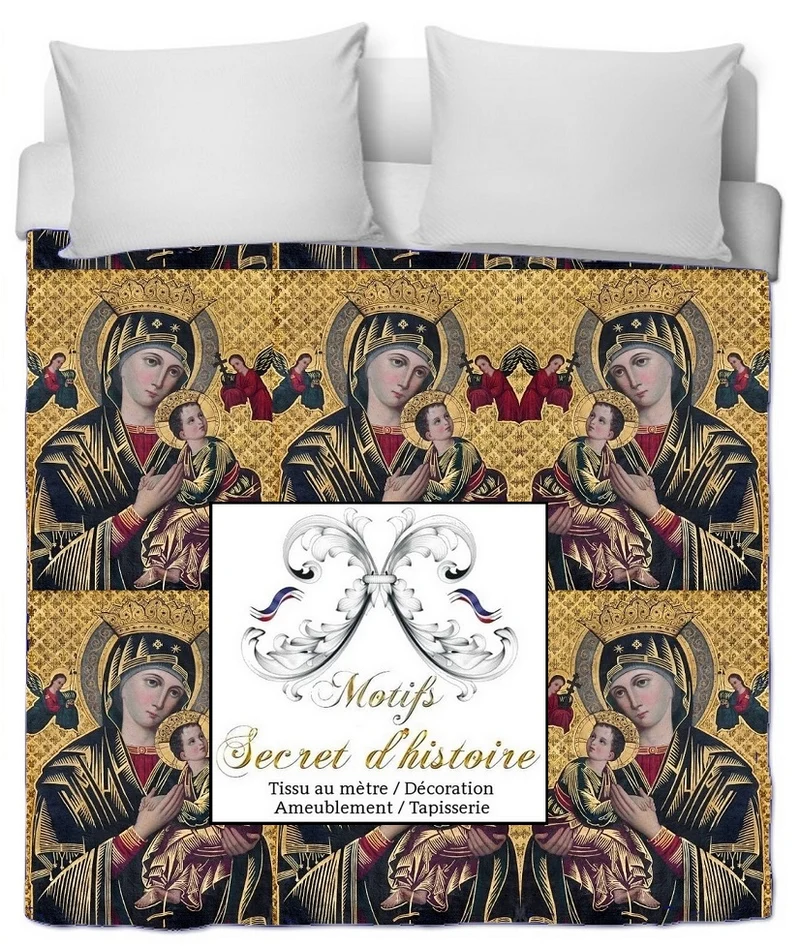 Tissu ameublement tapisserie liturgique imprimé Vierge Marie Madone Eglise