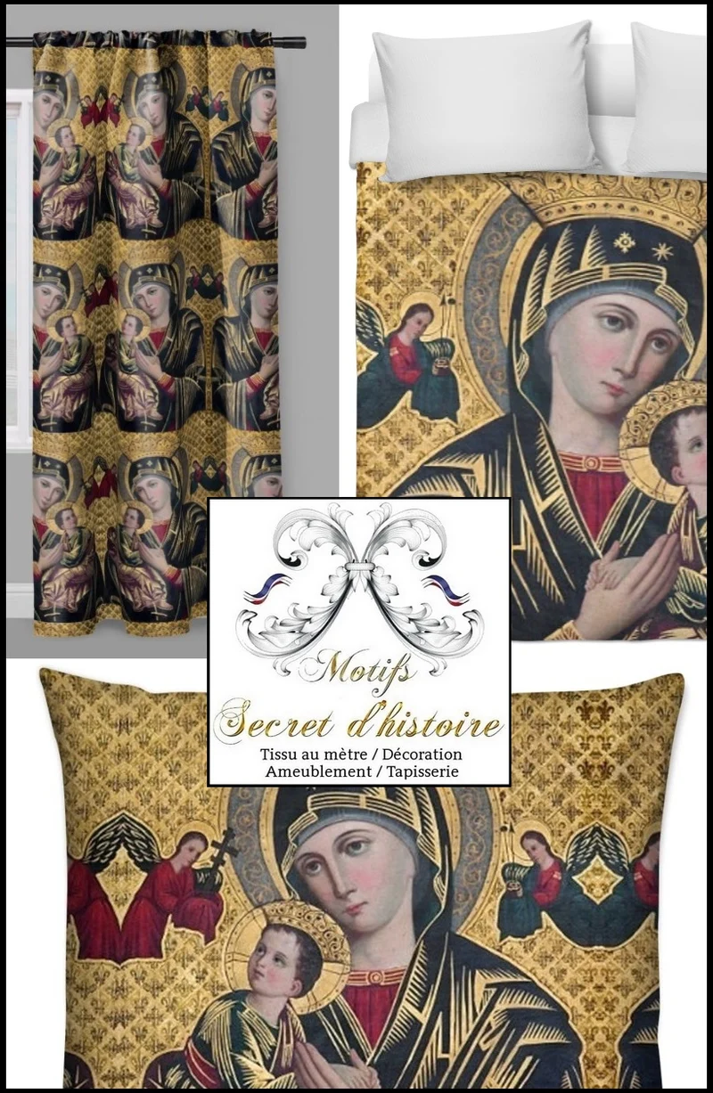 Tissu ameublement tapisserie liturgique mètre imprimé Vierge Marie Madone Eglise
