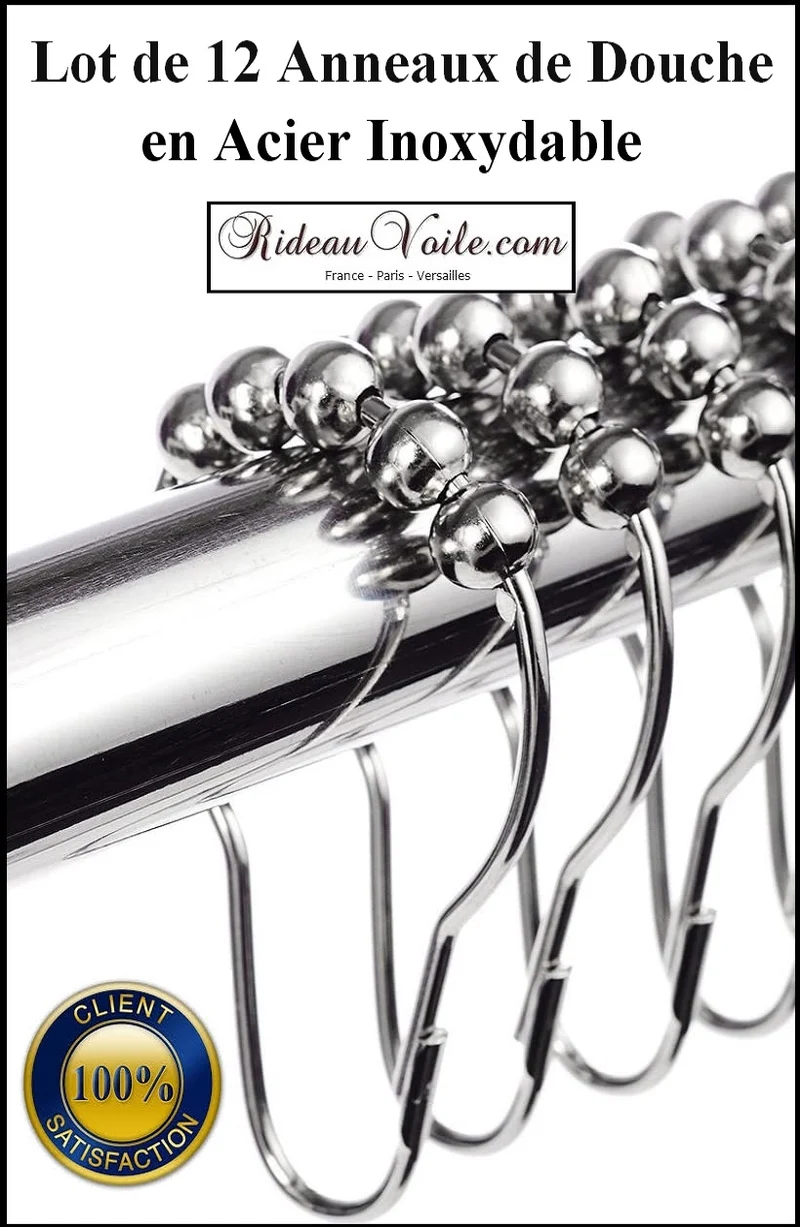 Boutique accessoires tringle barre fixation Finition anneaux rideau de douche