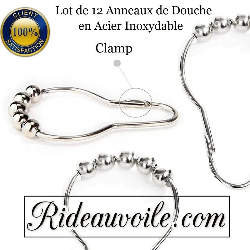 Boutique accessoires tringle barre fixation Finition anneaux rideau de douche