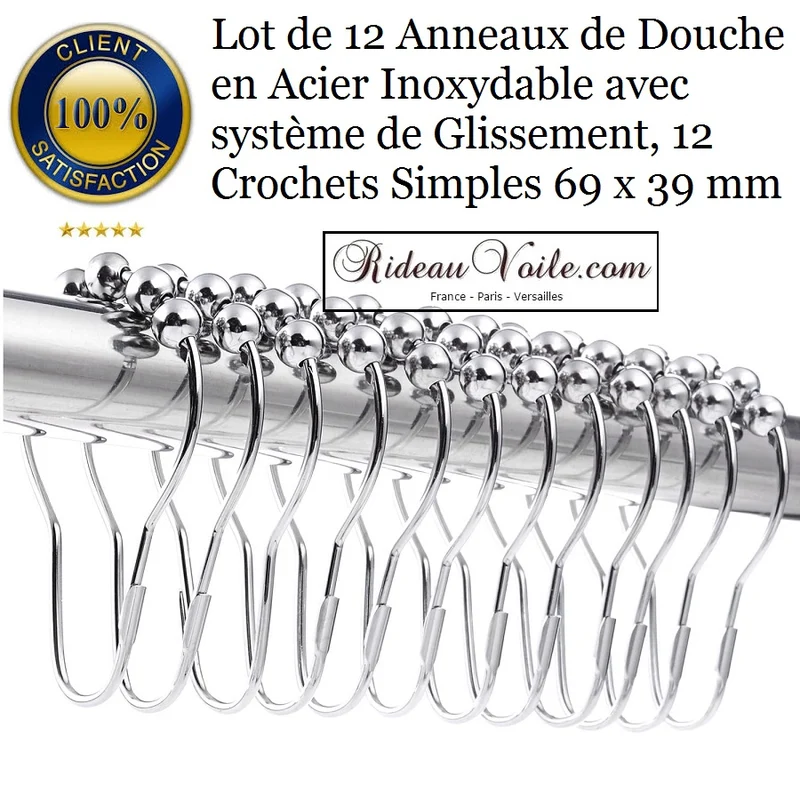 Boutique accessoires tringle barre fixation Finition anneaux rideau de douche