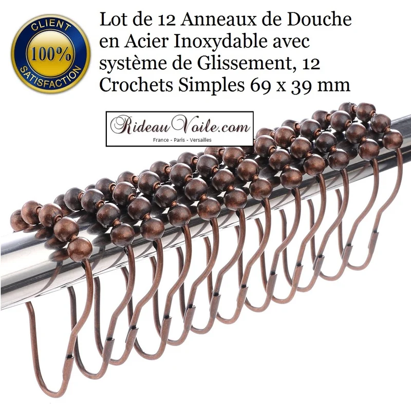 Finition rideau de douche accessoire tringle barre support fixation anneaux coulissant