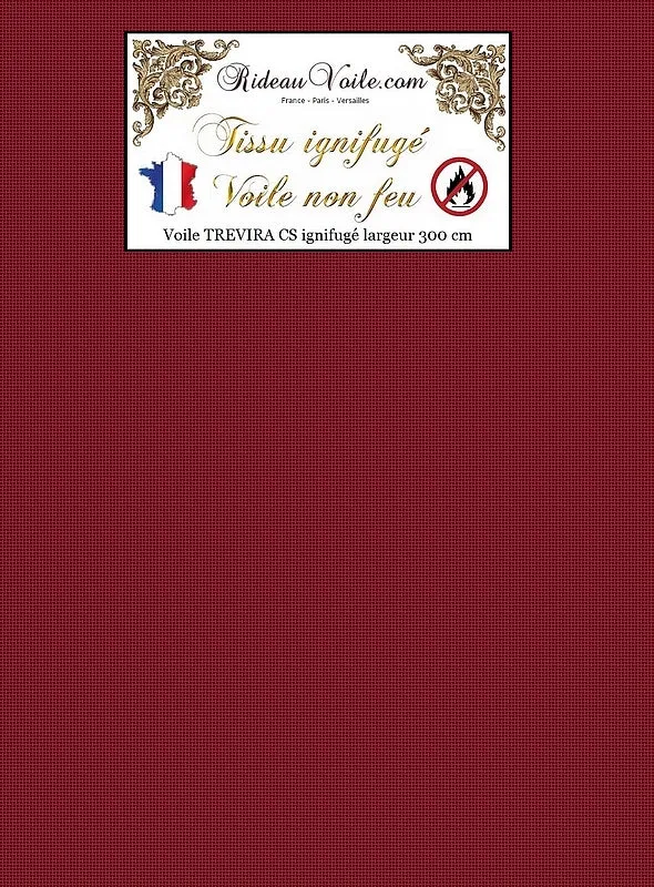 Tissu décoration voile ameublement TREVIRA CS voilage rouge Ignifugé au mètre