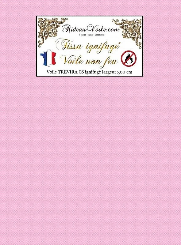 Boutique tissu ameublement rose Voile TREVIRA CS voilage transparent Ignifugé au mètre
