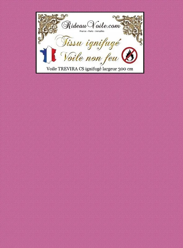 Tissu Voile TREVIRA CS transparent Ignifugé au mètre largeur 300 cm non-feu