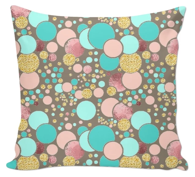 Tissu beige ameublement mètre rideau voilage motif pois cercle pastel or paillette glitter
