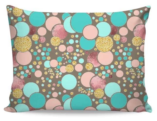 Tissu beige ameublement mètre rideau voilage motif pois cercle pastel or paillette glitter