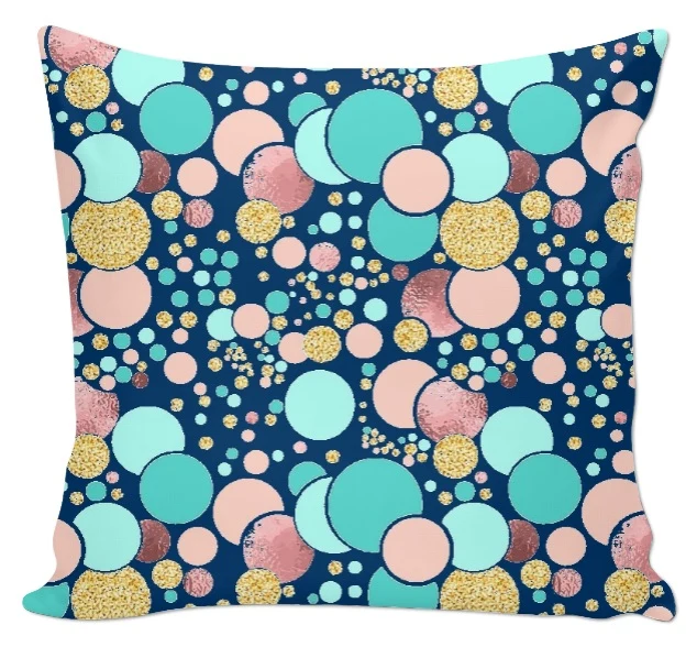 Tissu bleu ameublement mètre rideau voilage motif ballon pois pastel or paillette glitter