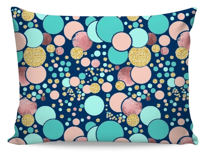 Tissu bleu ameublement mètre rideau voilage motif ballon pois pastel or paillette glitter