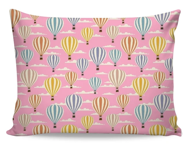 Tissu rose ameublement déco mètre rideau voilage motif ballon rond montgolfière