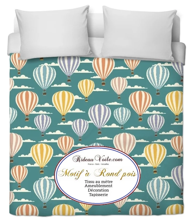 Tissu ameublement motif chambre décoration mètre rideau ballon rond montgolfière