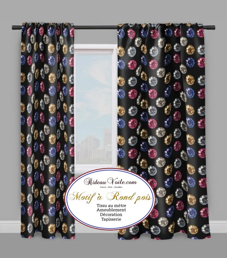 Tissu ameublement motif géométrique bijoux cercle perle décoration mètre rideau