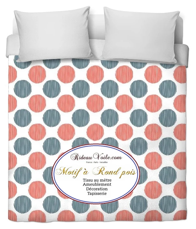 Tissu ameublement motif cercle pois rond rouge bleu abstrait cercle mètre rideau