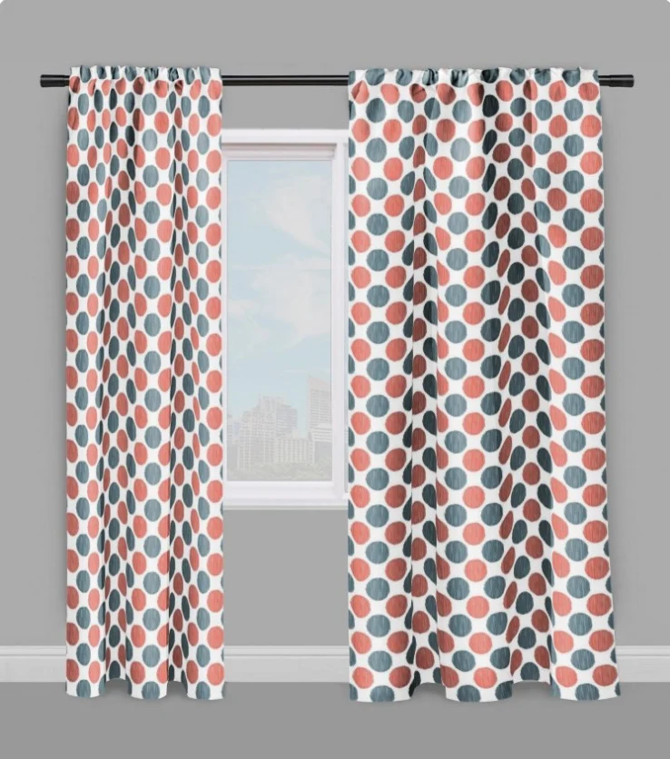 Tissu ameublement motif cercle pois rond rouge bleu abstrait cercle mètre rideau