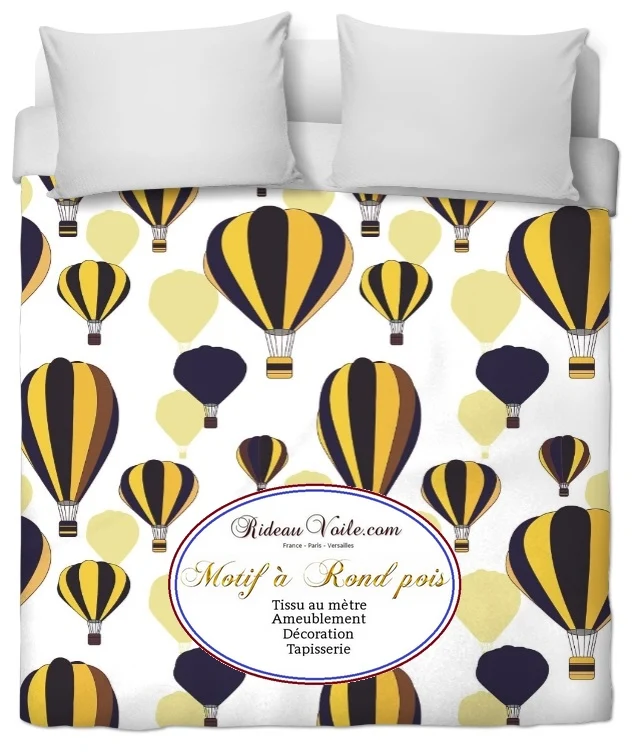 Tissu enfant bébé ameublement motif ballon montgolfière mètre rideau couette tapisserie