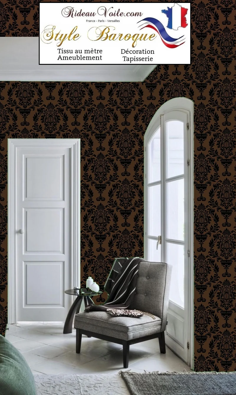 Tissu rideau voilage jacquard velours ameublement Baroque mètre tapisserie fauteuil