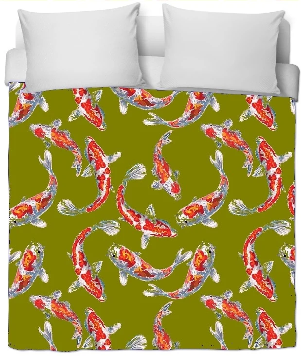 Fabric Japanese meter fish Koï pattern Tissu ameublement motif Asiatique rideau carpes poisson