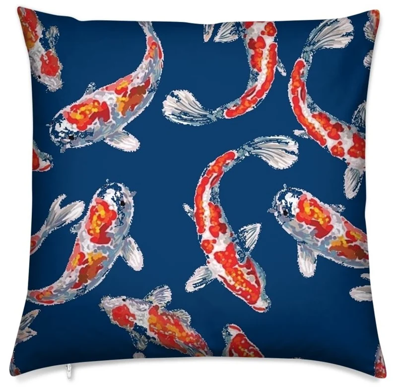 Tissu motif Asiatique rideau carpes poisson Fabric Japanese meter fish Koï pattern