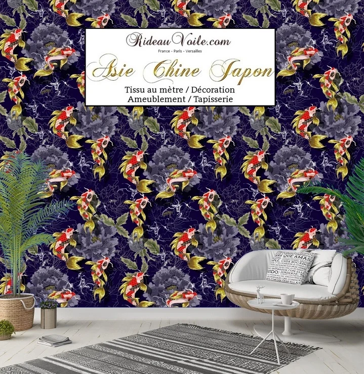 Déco tendance Japonaise rideau carpes poisson Fabric Japanese meter fish Koï decorating home