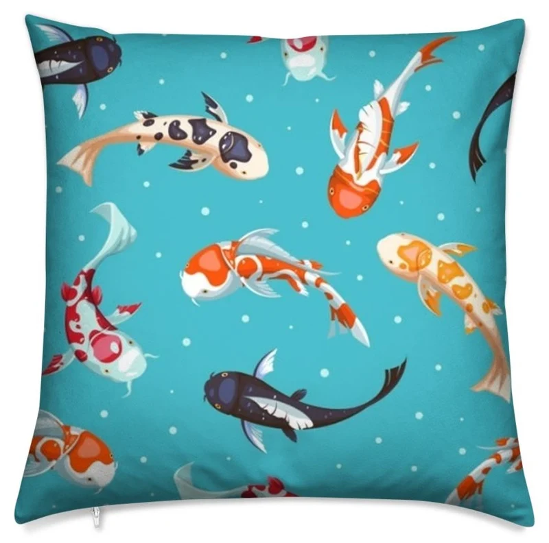 Tissu ameublement Japonais imprimé carpes Koï Fabric Japanese meter fish decorating home