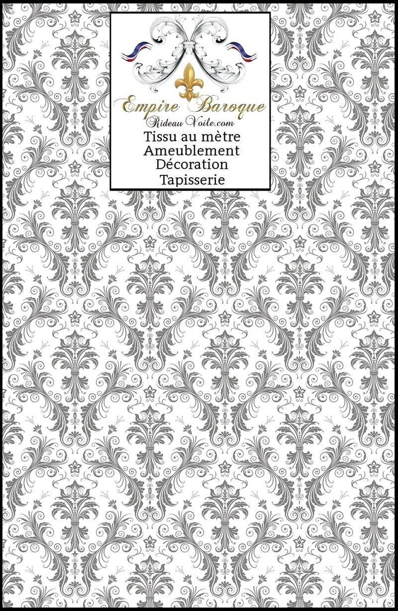 Tapisserie tissu ameublement Damassé Baroque Damas gris mètre rideaux couette plaid