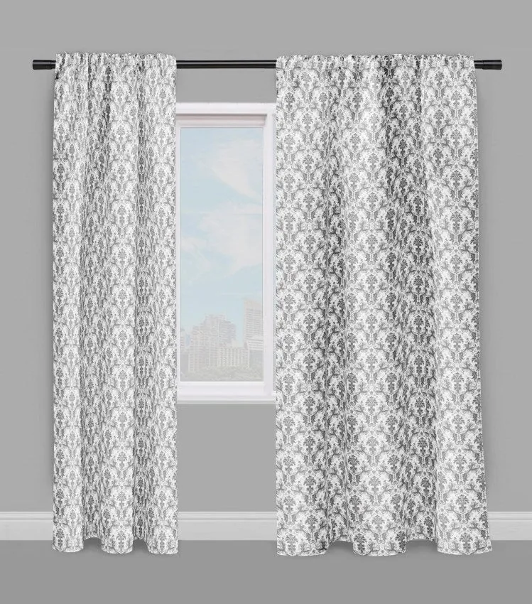 Tapisserie tissu ameublement Damassé Baroque Damas gris mètre rideaux couette plaid