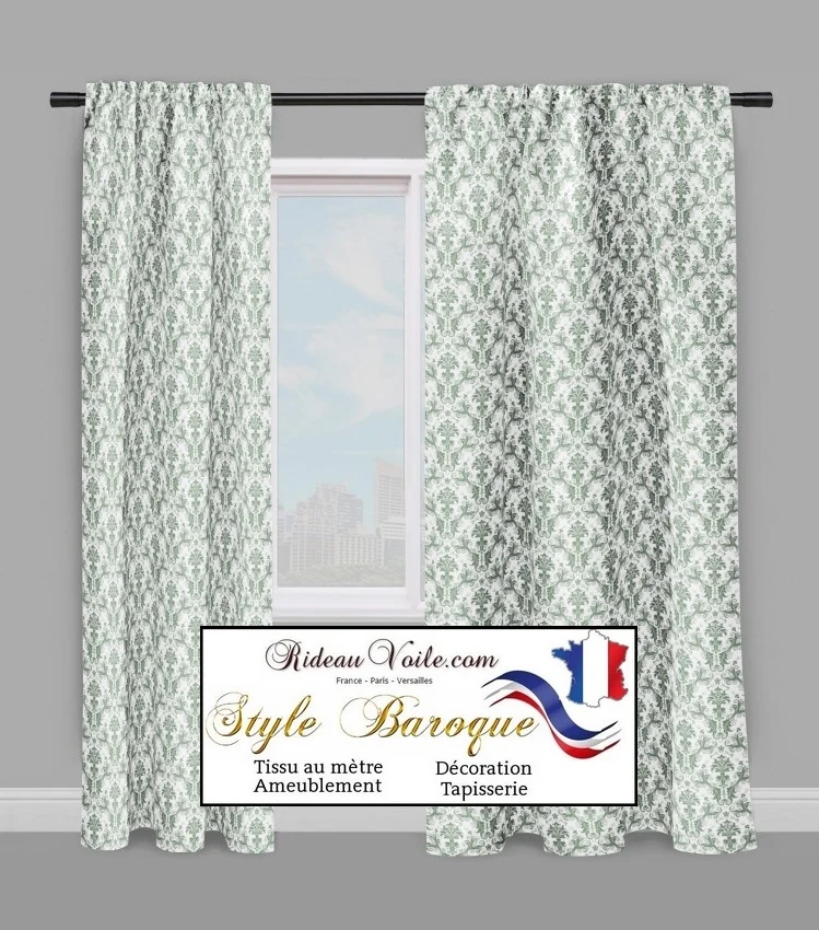 Damassé tapisserie tissu ameublement motif imprimé Damasco vert mètre rideaux voilage