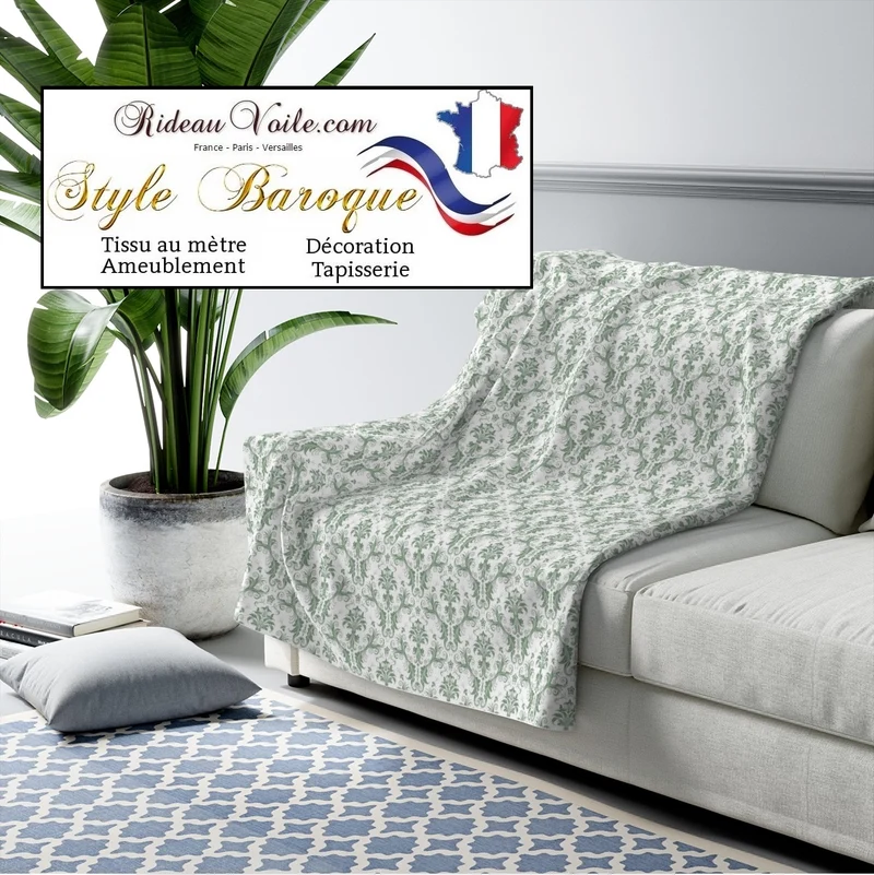 Damassé tapisserie tissu ameublement motif imprimé Damasco vert mètre rideaux voilage