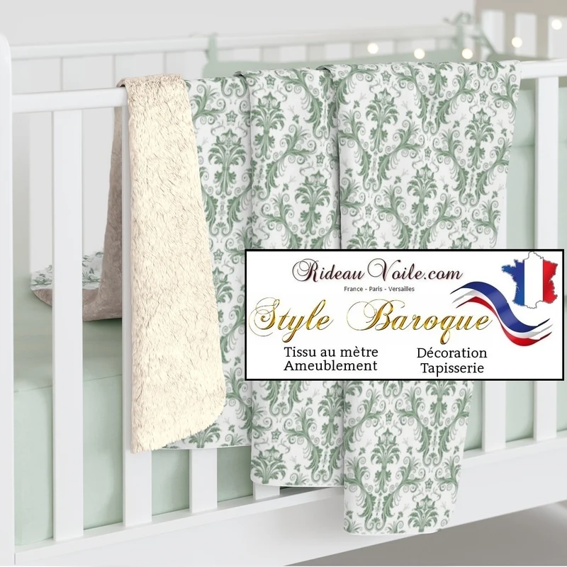 Damassé tapisserie tissu ameublement motif imprimé Damasco vert mètre rideaux voilage