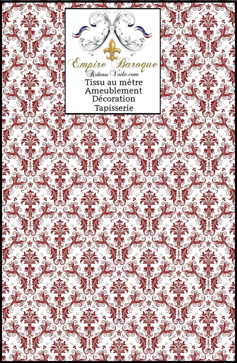 Tissus ameublement tapisserie Baroque Damasco rouge mètre rideaux couette plaid