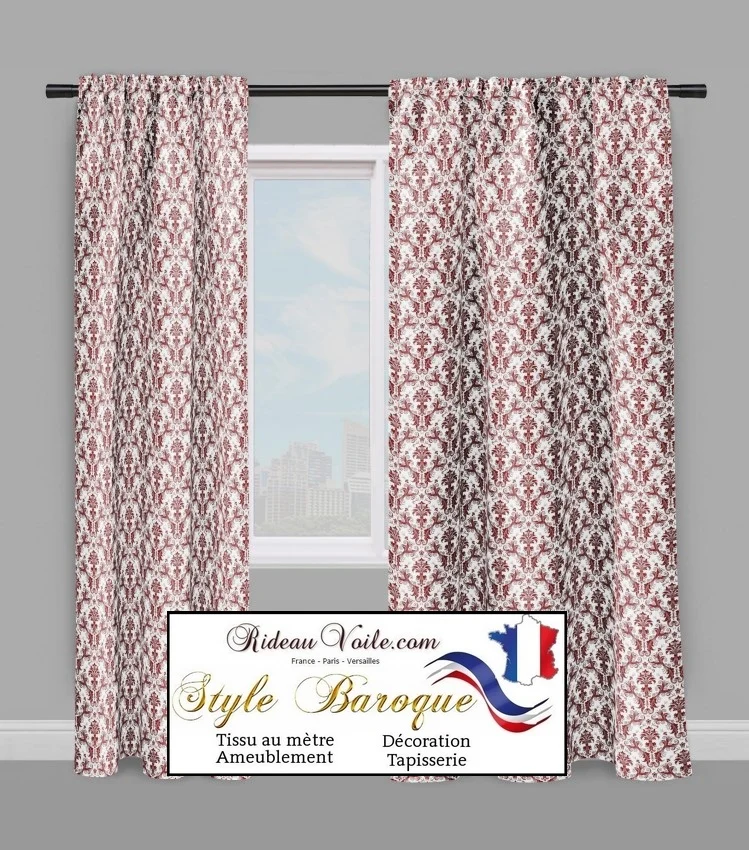 Tissus ameublement tapisserie Baroque Damasco rouge mètre rideaux couette plaid