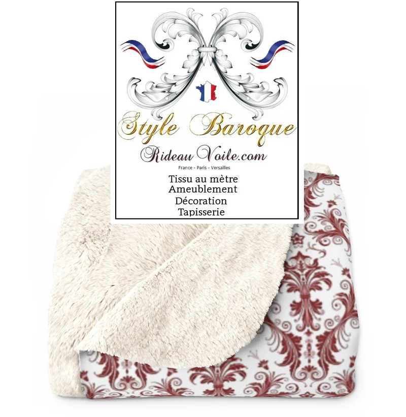 Tissus ameublement tapisserie Baroque Damasco rouge mètre rideaux couette plaid