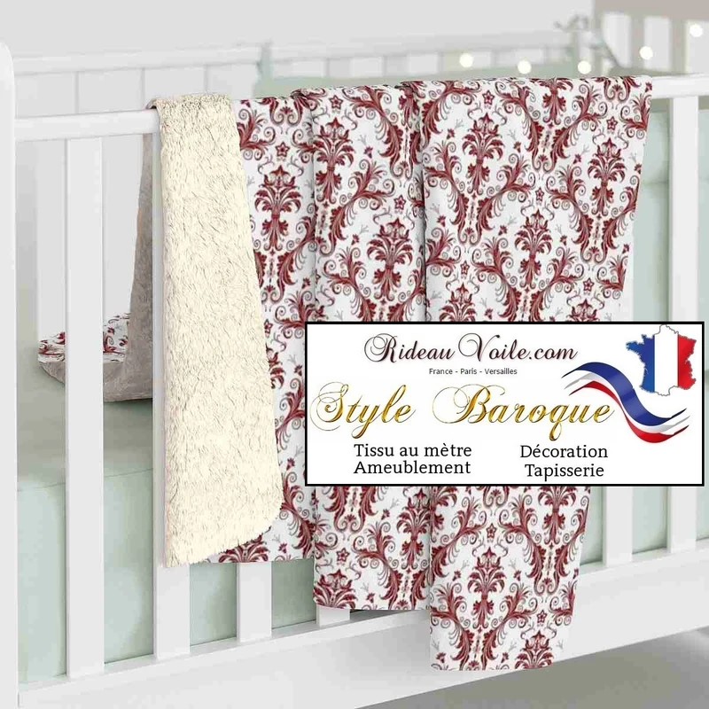 Tissus ameublement tapisserie Baroque Damasco rouge mètre rideaux couette plaid